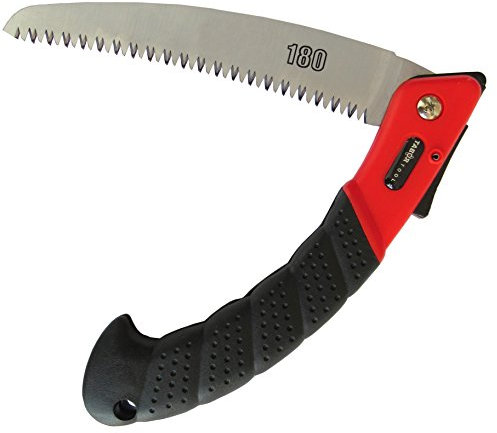 TABOR TOOLS TTS25E Sierra de jardín plegable, serrucho de poda plegable, sierra de podar con hoja curva 180 mm, adecuada para la jardinería y campamento.