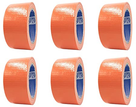 ACIT Ruban Toilé Américain, Orange, lot de 6 rouleaux, 50mm x 25m, idéal pour réparations et bricolage, isolation, convient également pour moustiquaires, tubes en caoutchouc et en plastique