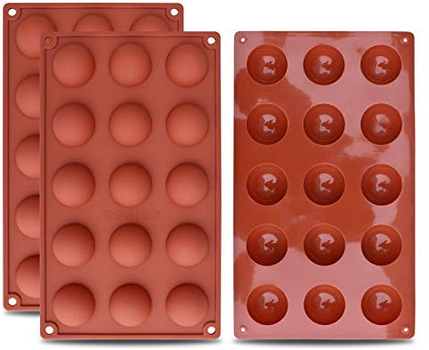 homEdge Kleine Halbkugel-Silikonform mit 15 Vertiefungen, 3 Packungen Backform zur Herstellung von Schokolade, Kuchen, Gelee, Dome-Mousse