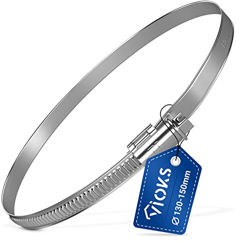 VIOKS Schlauchschelle 130-150mm Ø Chromstahl W2 Rohrschelle 150mm Lüftungsrohr/Waschmaschinen Schelle/Schlauchschelle/Schelle für Pool Schlauch/Schlauch Befestigung/Abluftschlauch 130mm