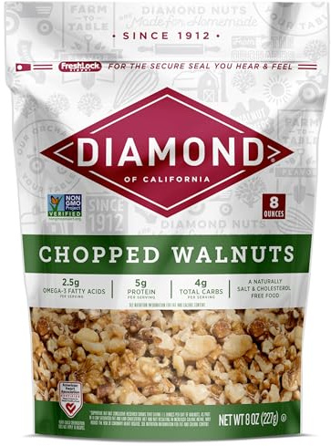 Diamond of California Chopped Walnuts, Raw Walnuts for Baking, Snacking and Salads, 8 oz.