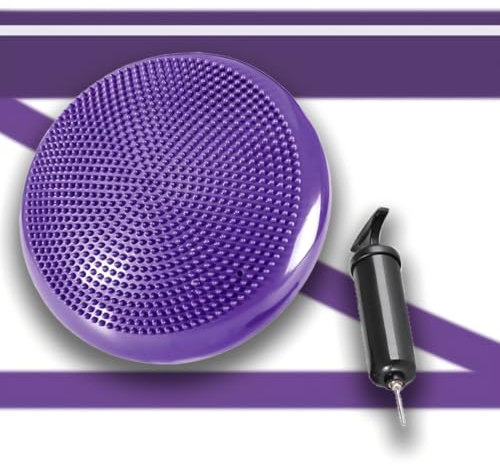 Kinder Erwachsene Balancekissen Ballsitzkissen mit Luftpumpe, Durchmesser 33cm Balance Training Yoga Matte Massage Board Physiokissen für Core, Koordination, Fitness Rückentraining Pad (Lila)