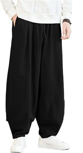 Generisch Tai-Chi-Hosen Atmungsaktiv Kampfsport Taiji Training Hose Baumwolle Herren Baggy Jogginghose Kordelzug Hose Kung Fu Qigong Shaolin Weite Beine Knickerbocker,D,M