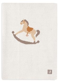 Jollein Nostalgic Ride Couverture pour bébé - 75 x 100 cm - 60% Coton, 40% Acrylique - pour Berceau de bébé - 1.0 TOG - Certifié Oeko-Tex - Cheval à Bascule