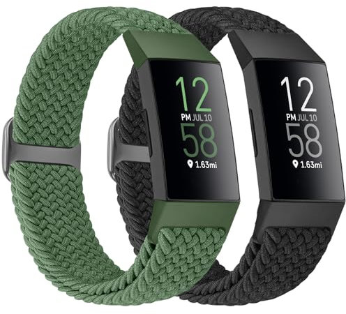 Bcuckood Braided Watch Straps Compatible with Fitbit Charge 4/Charge 3/Charge 3 SE, Adjustable Stretchy Nylon Solo Loop Woven Replacement Wristbands for Fitbit Charge 4/Charge 3 for Women Men