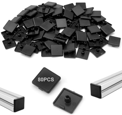 HENGBIRD 80pcs Abdeckkappen Aluprofil 20x20 cm, Endkappen 20x20 cm, Kunststoff Abdeckkappen, Profilabdeckkappe Kunststoff Schwarz für Aluprofile für Kantenschutz und äSthetische Verbesserung