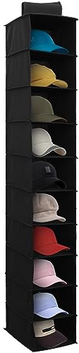 Hanging Shoe Racks 10-Shelf Hanging Shoe Storage Organiser for Wardrobes Heavy Duty Non-woven Hangings Shoes Organizer Foldable Space Saving Shoe Shelf for Bedroom Closet Clothes Hats (Black)