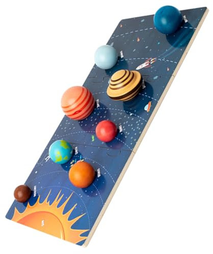 DRESSOOS Puzzle du Système Solaire pour Garçon Fille Jouet Bois De Planète Puzzle Cognitif Spatial