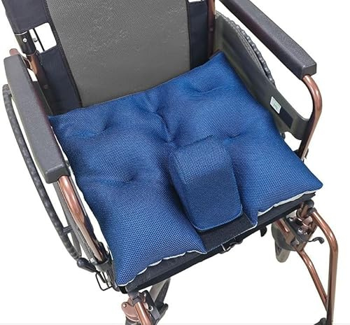Anti-slip Wheelchair Cushion with Pommel Wedge and Seat Belt for Enhanced Comfort and Stability- Designed for Pressure Relief, Removable Breathable Cover, Ideal for Wheelchair Users (18.5 x 18.5 inch)