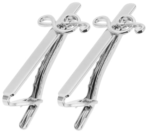 FRCOLOR Clip de Corbata de Cobre en Forma de Nota Musical para Hombre, Elegante y Portátil, 2 Piezas, Adecuado para Negocios y Ropa Formal