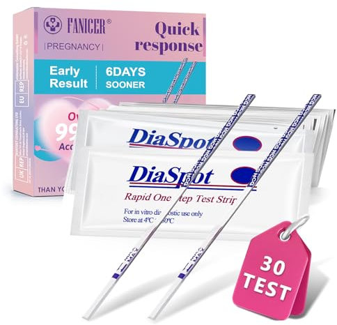30 Test di Gravidanza Precoce,test di ovulazione,Rilevamento Rapido HCG,test ovulazione easy home, Stick Urinari Facili da Usare，Risultati Accurati e Affidabili