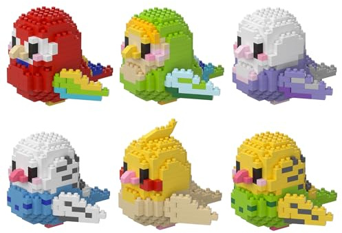 LULUFUN Lot de 6 blocs de construction pour oiseaux, perroquet, jouets éducatifs pour fêtes d'anniversaire, décoration pour la maison et le bureau, cadeau pour adultes et enfants