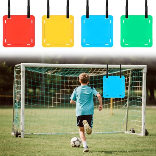 4 bersagli per porta da calcio, contenitori superiori, dischi da tiro con cinghie regolabili, bersagli di agilità reattiva, attrezzatura da allenamento per lacrosse, hockey, baseball, calcio