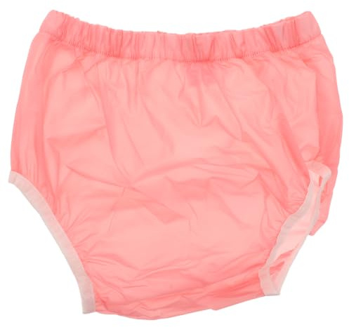Housoutil Blöjskydd för vuxna i plast, läckagesäkert, midja 54-89 cm, rosa | Tvättbara och återanvändbara, inkontinensskyddande underkläder i plast, passar 30-40 kg, mjuka, ljudlösa och hög elasticitet