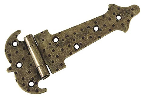 Amig - Bisagra de Acero Reforzada 554-150 - Estilo Forja Decorativa - Fácil Instalación - Ideal para Puertas Rústicas y Muebles, Cuero, 150 mm, Acero Aleado