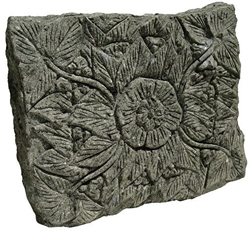 STONE art & more Blüten-Relief, Trittplatte, Trittstein, grüner Lavastein, Naturstein, frostfest