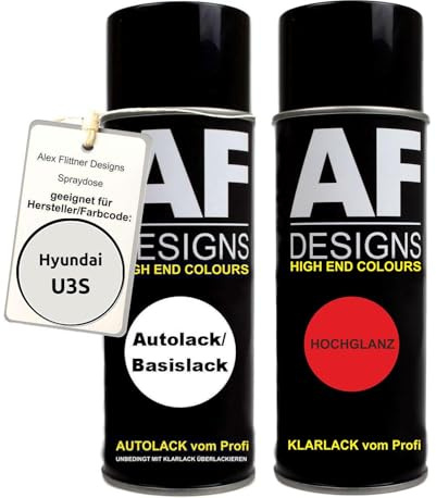 Auto Vernice Spray Set per Hyundai U3S Platinum Silver MetallicBase Trasparente 2x400ml con vernice spray trasparente