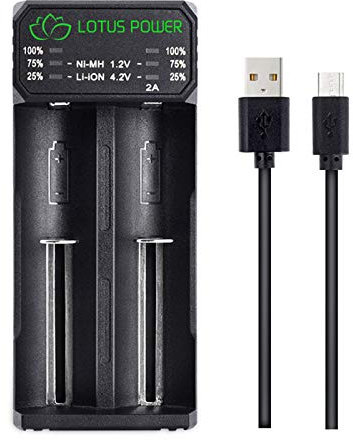 21700 Ladegerät mit Zwei Steckplätzen für NI-MH/NI-Cd AA AAA Li-Ion-Akkus, 2A 18650 Akkuladegerät 4,2V 1,2V für 14500 RCR123 16500 16650 17500