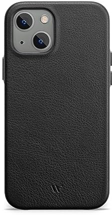 WIIUKA Hülle für iPhone 14, Leder aus Deutschland, Lederhülle extra Dünn, Premium Handyhülle, Case, Qi, Schwarz