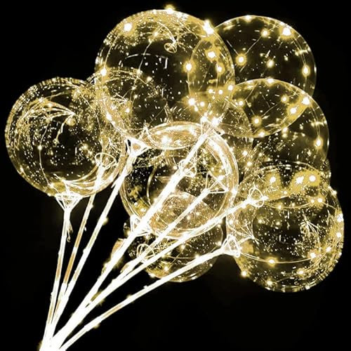 10 paquetes de globos luminosos LED luces de hadas Bobo globos con 10 pies de luces brillan en la oscuridad globos para cumpleaños, boda día de San Valentín decoración de la fiesta de Navidad (Warm)