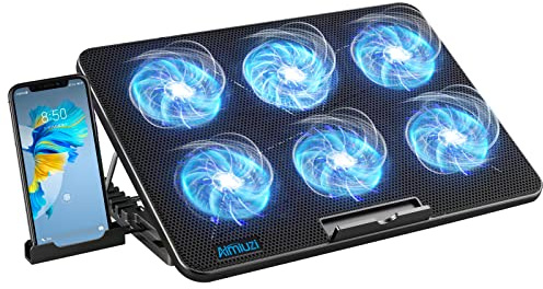 AIMIUZI Laptop Cooling Pad, Gaming Laptop Cooler with 6 Quiet Fans, Laptop Fan Cooling Pad Fits 12-17 Inch Laptop, USB Port Powered, 7 Adjustable Height