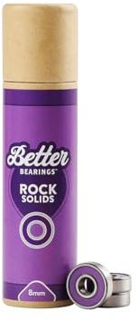 Better Bearings - Rock Solids, Roller Skate Bearings, 16 Pack, Quad Skates, ABEC 9 Rated, Hardwearing, Tough, Long Lasting, Pre Lubed, Replaceable Rubber Shields, Women Supportive, 8mm, Purple