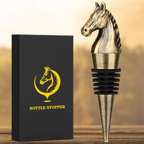 LULLEA Horse Head Wine Stopper, Horse Wine Gifts Father Day Gifts Christmas Gifts Birthday Gifts for Men Women, Bottle Stoppers for Wine Champagne, Bronze with Gift Box