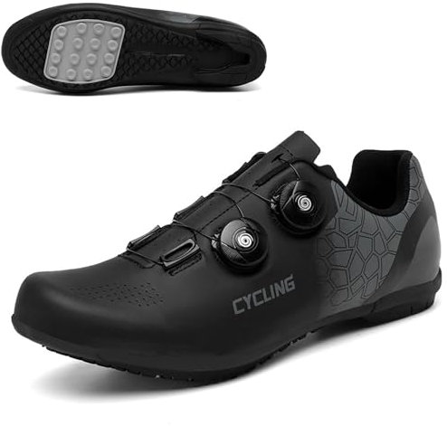 PENXZT Herrkvinnor vägcyklingskor Andningsbar Mountainbike-Skor Flat Pedal Cyklingtränare Clipless Bike Sneakers,Negro,42 EU