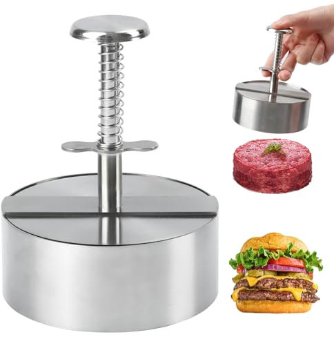 KAYCROWN Burger Press, Adjustable Hamburger Patty Maker Food Grade 304 Stainless Steel, Non-Stick Stuffed Patty Molds Making for Beef, Vegetables, Meat, BBQ, Party Grill