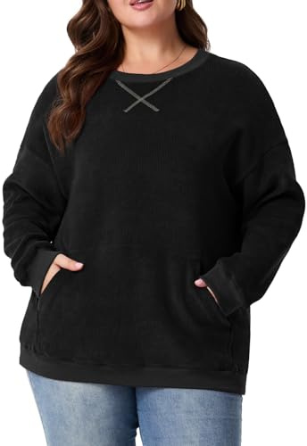 OLRIK Plus Size Jumpsuit for Women – Loose Fit Wide Leg Pants Adjustable Overalls Casual Spring Jumper Black-3X