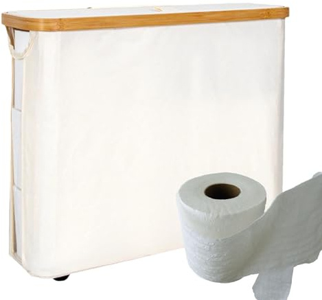 Contenitore per carta igienica con coperchio, cestino per carta igienica | Contenitore grande per carta igienica in tessuto Oxford da 23 litri - Portarotolo di carta pieghevole, contenitore per carta
