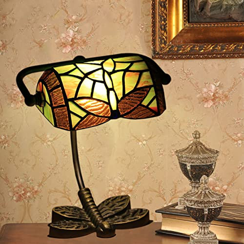 Lampa Skrivbordslampa 10 Lång gröna kristallpärlor stil Målat glas Bordslampa Justerbar minne Pianolampa Liten accentlampa för kontor i vardagsrummet sovrum,Dragonfly H