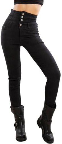 Toocool Jeans Femme Taille Haute Skinny Slim Stretch Pantalons En Denim XM-1016, Noir , L