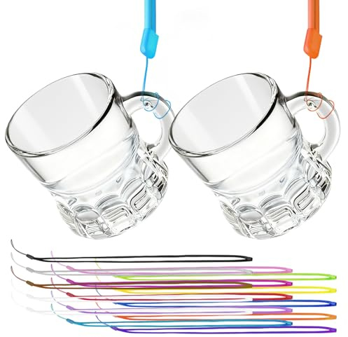 Mssushi 15 Pièces 30ml Verre À Liqueur Avec Poignée Et Collier, Verre À Liqueur À Fond Épais Pour Enterrement De Vie De Jeune Fille, Mariage, Fête D’Anniversaire, Fête En Plein Air