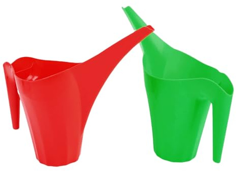 YWBL-WH Taza de Riego de 1,2 L, Jarra de Agua con Pico Largo para Plantas de Interior y Exterior con Cómodo, Paquete de 2 Material PE Portátil Rojo y Verde