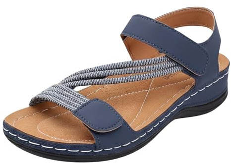 Sandales Compensées Femme Été Confortable Orthopédique Bout Ouvert | Antidérapantes Nu-Pieds Sandale Bride Cheville À Scratch Chic Légeres Respirantes Pour Décontractées Marche Vacances