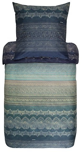 Bassetti BRUNELLESCHI Bettwäsche + 1 Kissenhülle aus 100% Baumwollsatin in der Farbe Grün V4, Maße: 155x220 + 1 K 80x80 cm - 9291571
