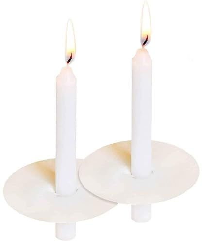 Grcdoyvl 200 White Church Candles with Drip Protectors for Devotional Candlelight Vigil Service, Box of 200 Candles, Unscented White 5 H X 1/2 D, No Smoke