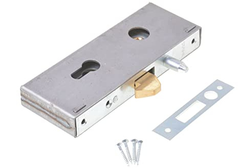 Aqbau Serrure à Crochet Avec Cassette - Argent | Goupille 72-40 | Serrure de Porte Coulissante et Portail Extérieur
