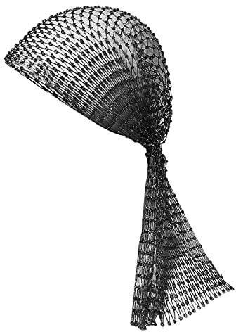 TINAYAUE Bling Hollow Headdress Veil Cap Fishnet Elastic Headband with Rhinestone Hollow Mesh Headpiece Turban Cap Hair Accessories for Women Girl
