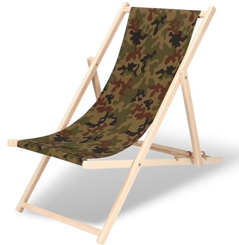 SPRINGOS Sonnenliege klappbar Gartenliege wetterfest Massivholz Stabiler Liegestuhl klappbar mit 3-Fach Verstellbarer Rückenlehne für Garten Balkon wetterfeste Liege