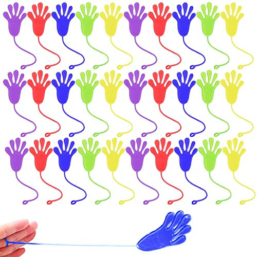ZYNERY 30 PCS Mains Collantes, Mains Collante Enfants, Jouets Extensibles Paumes Sticky Hands, Piñata Jouets Cadeaux d'anniversaire ou de Fête pour Garçons et Filles (Couleur Aléatoire)