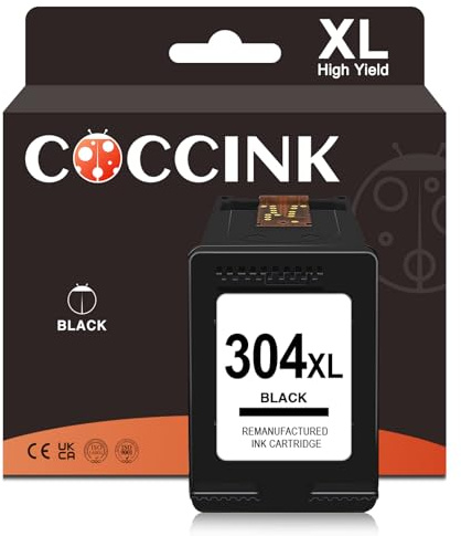 COCCINK 304XL für HP 304 Druckerpatronen DeskJet 3700 2600 3750 3760 2620 2622 3752 3762 2630 2632 3720 3730 3755 3764 3733 Envy 5000 5032 5030 5010 5020 5050 5034 Tintenpatronen für HP 304 XL Schwarz