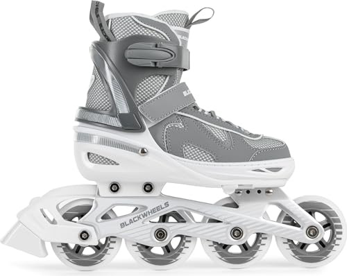 BLACKWHEELS Flex Pro Patines en línea – Patines Ajustables con chasis de Aluminio, rodamientos ABEC-7 y Sistema de Triple Cierre para Velocidad y Estabilidad – para Mujeres, Hombres y niños
