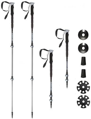 SKINSTAR T1 Tourenstock Trekkingstöcke Skistock Skitourenstock Skistöcke Wandern (Black/Grey)