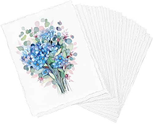 30 Piezas A5Papel Acuarela Papel de Arroz Acuarela Papel Acuarela 300gr Algodon Papel pergamino Cartulina Papel Acuarela a5 Papel Hecho a Mano para Dibujar Invitaciones Cartas Manualidades