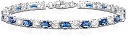 Diamond Treats Bracciale Tennis in Argento 925 con Pietre Ovali Blu e Bianche, Bracciale Tennis Donna in Argento Streling 925, Bracciale Blu Zaffiro Donna, Gioielli Donna con Scatola Regalo