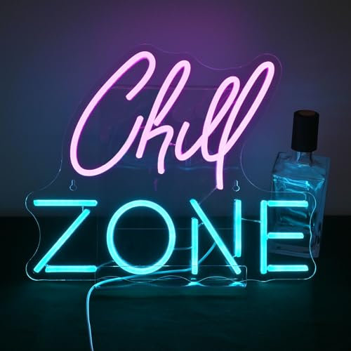 NYXEN Chill Zone Neon Schild, Dimmbares 39cmx32cm LED Schild,Leuchtschilder an der Wand,Light Signs für die Dekoration von Ladenschildern,Küche, Esszimmer, Hausbar,Wandkunst,Geschenke