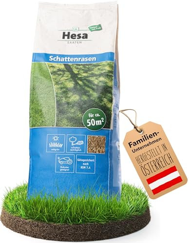 Hesa Schattenrasen RSM 7.4, 1kg für ca 50 m², Premium Rasensamen, Zierrasen für Schatten, Halbschatten und auch Vollsonne, Grassamen in Profiqualität