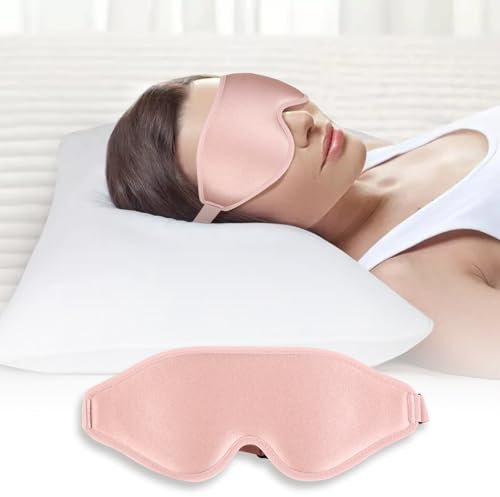 Maschera per Dormire 3D - Benda per Dormire con Memory Foam e Cinghia Regolabile - Maschera Occhi Blocco Luce per Uomo/Donna (Rosa)